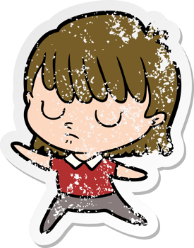 distressed sticker of a cartoon woman png