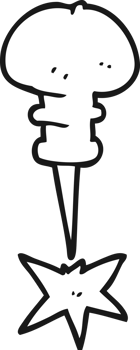 hand drawn black and white cartoon office tack png