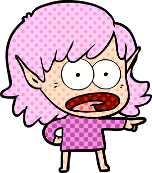 cartoon shocked elf girl png