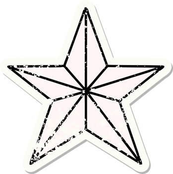 distressed sticker tattoo in traditional style of a star png