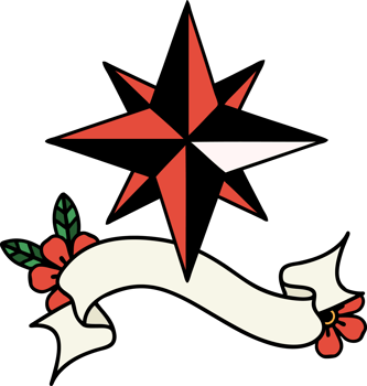 traditional tattoo with banner of a star png
