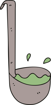 hand drawn quirky cartoon ladle png