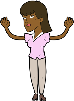 cartoon woman throwing hands in air png