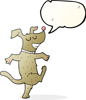 hand drawn speech bubble cartoon dancing dog png