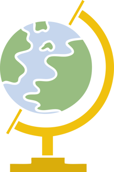 flat color retro cartoon of a world globe png