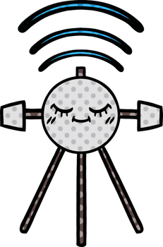 comic book style cartoon of a space satellite png