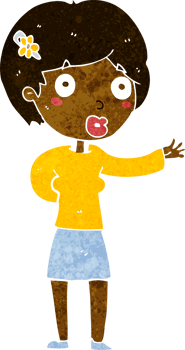 cartoon waving woman png