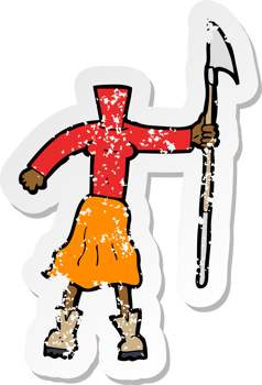 retro distressed sticker of a cartoon female body png
