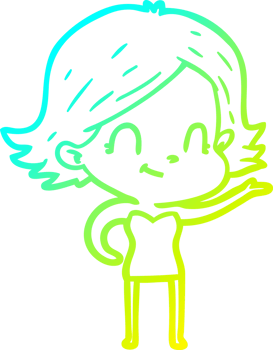 cold gradient line drawing of a cartoon friendly girl png