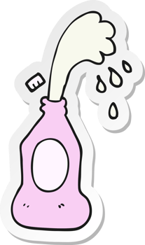 sticker of a cartoon squirting lotion bottle png