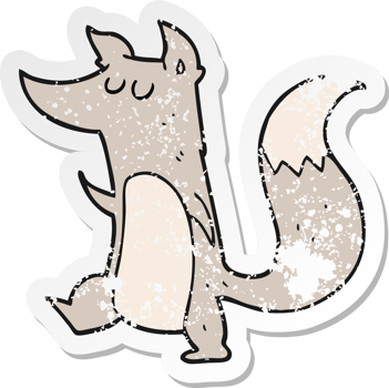 retro distressed sticker of a cartoon little wolf png