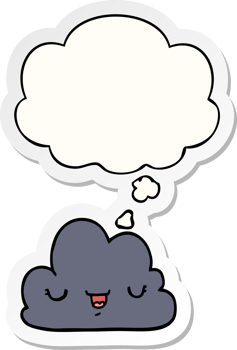cute cartoon cloud with thought bubble as a printed sticker png