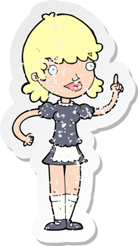 retro distressed sticker of a cartoon maid drawing png