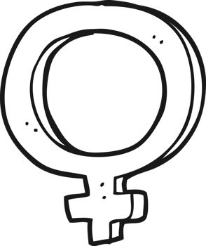 hand drawn black and white cartoon female symbol png