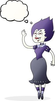 hand drawn thought bubble cartoon vampire girl png