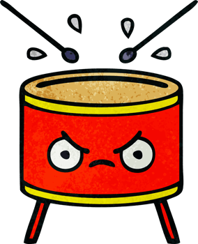 retro grunge texture cartoon of a drum png