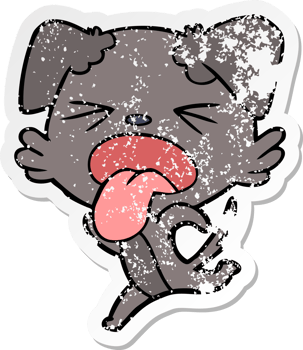 distressed sticker of a cartoon running dog png