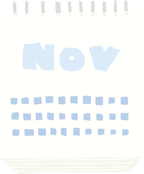 flat color illustration of calendar showing month of november png