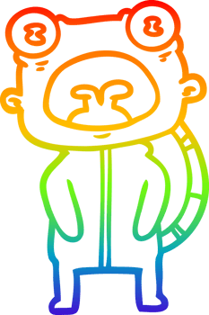 rainbow gradient line drawing of a cartoon weird alien communicating png