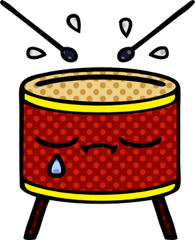 comic book style cartoon of a crying drum png