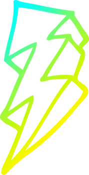 cold gradient line drawing of a cartoon lightning bolt png
