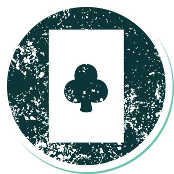 iconic distressed sticker tattoo style image of the ace of clubs png