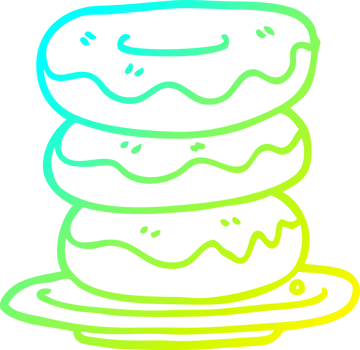 cold gradient line drawing of a cartoon plate of donuts png