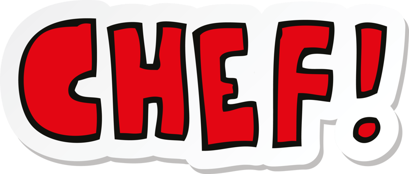 sticker of a cartoon word chef png