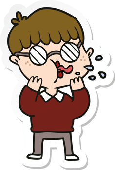 sticker of a cartoon boy wearing spectacles png