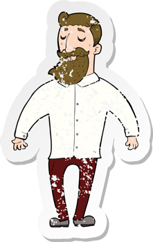 retro distressed sticker of a cartoon bearded man png