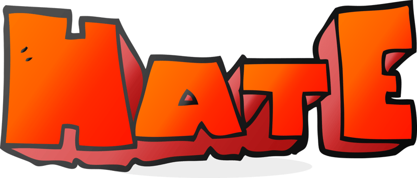 hand drawn cartoon word Hate png