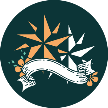 tattoo style icon with banner of stars png
