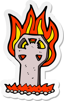 sticker of a cartoon spooky grave png