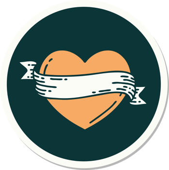 sticker of tattoo in traditional style of a heart and banner png