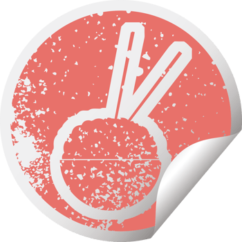 distressed sticker icon illustration of a rice bowl png