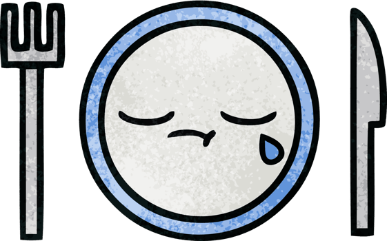 retro grunge texture cartoon of a dinner plate png