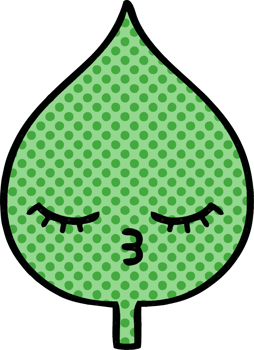 comic book style cartoon of a expressional leaf png