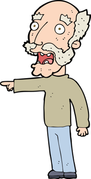 cartoon scared old man pointing png