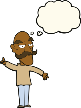 cartoon old man telling story with thought bubble png