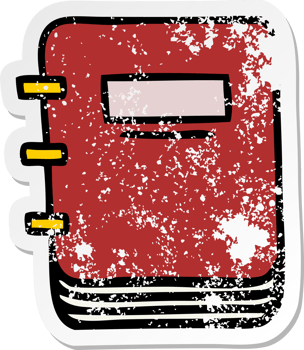 distressed sticker of a cute cartoon note book png