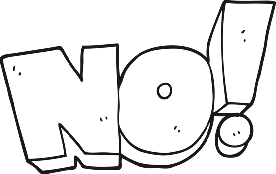 hand drawn black and white cartoon NO shout png