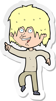 sticker of a cartoon happy boy png
