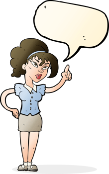 cartoon woman with idea with speech bubble png