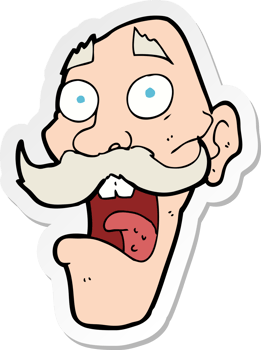 sticker of a cartoon frightened old man png