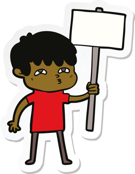 sticker of a cartoon curious man png