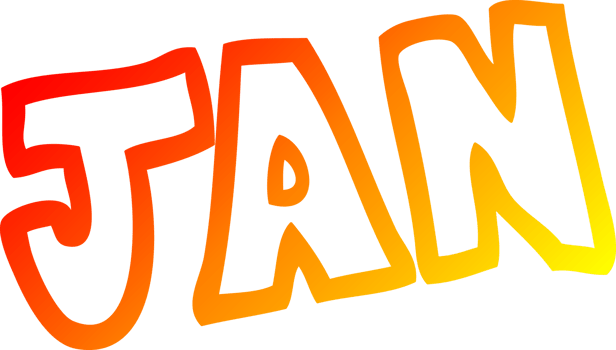 warm gradient line drawing of a cartoon month of january png