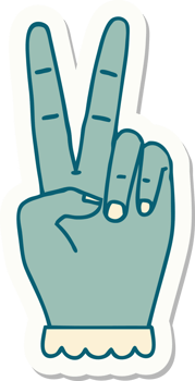 sticker of a peace symbol two finger hand gesture png