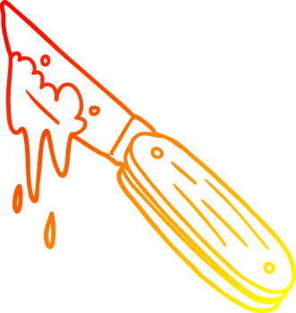 warm gradient line drawing of a cartoon bloody knife png