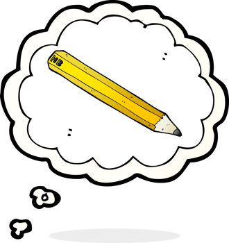cartoon pencil with thought bubble png