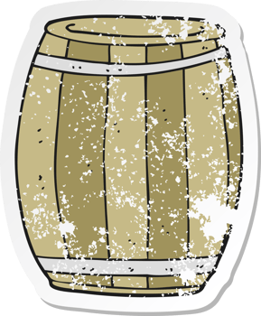 retro distressed sticker of a cartoon barrel png